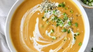 Sweet potato soup with ginger and coconut