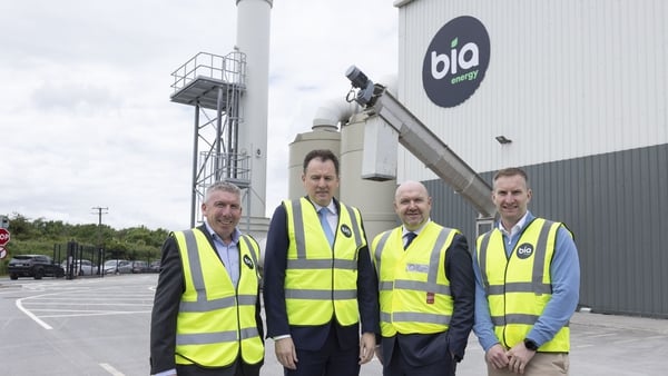 Bia Energy's Managing Director, Brendan Traynor with Minister of Agriculture, Food and the Marine, Charlie McConalogue, Gas Networks Ireland's Director of Customer and Business Development, David Kelly and Sretaw's Managing Director, Desmond Doyle