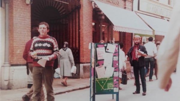 Information Leaflet Distribution during Cork Gay Pride Week 1981
(Source: Kieran Rose Personal Archive) Courtesy of Kieran Rose.