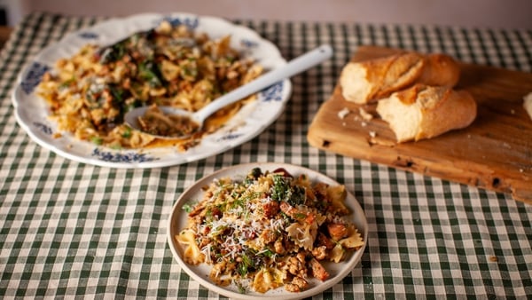 Off Duty Chef: Farfalle with pork, fennel and spring greens