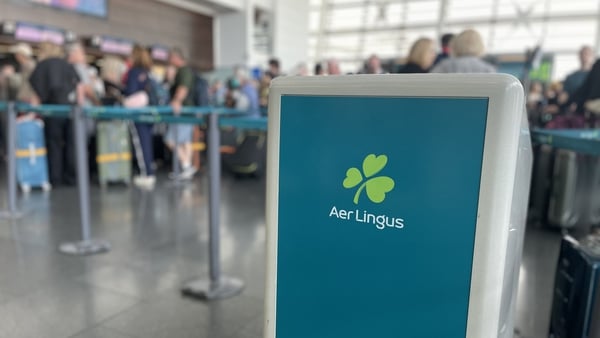 An Aer Lingus desk at Dublin Airport during industrial action