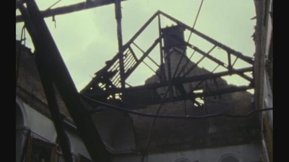 Aftermath of fire at Trinity College Dublin Dining Hall, 1984 Aftermath of fire at Trinity College Dublin Dining Hall, 1984