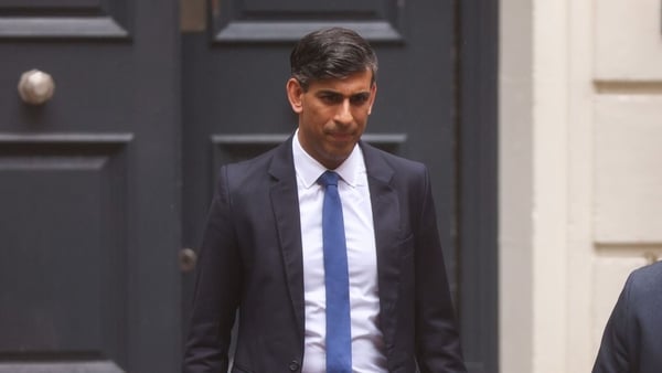 Rishi Sunak departs the Conservative Party's headquarters in London