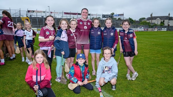 Ailish O'Reilly with young fans after Galway's win over Clare