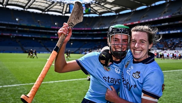 Aoife McKearney and Sinéad Wylde celebrate their win in Croke Park