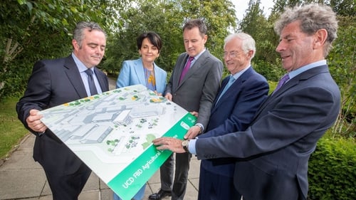 Minister for Agriculture Charlie McConalogue with Liam Herlihy, FBD Group Chair; Tomás Ó Midheach, FBD CEO; Professor Orla Feely, President of UCD and Michael Berkery, Chairman of FBD Trust CLG