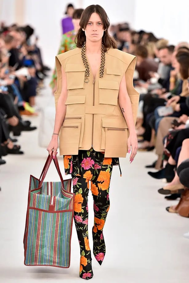 Balenciaga showcased striped totes on their S/S runway (Alamy/PA)